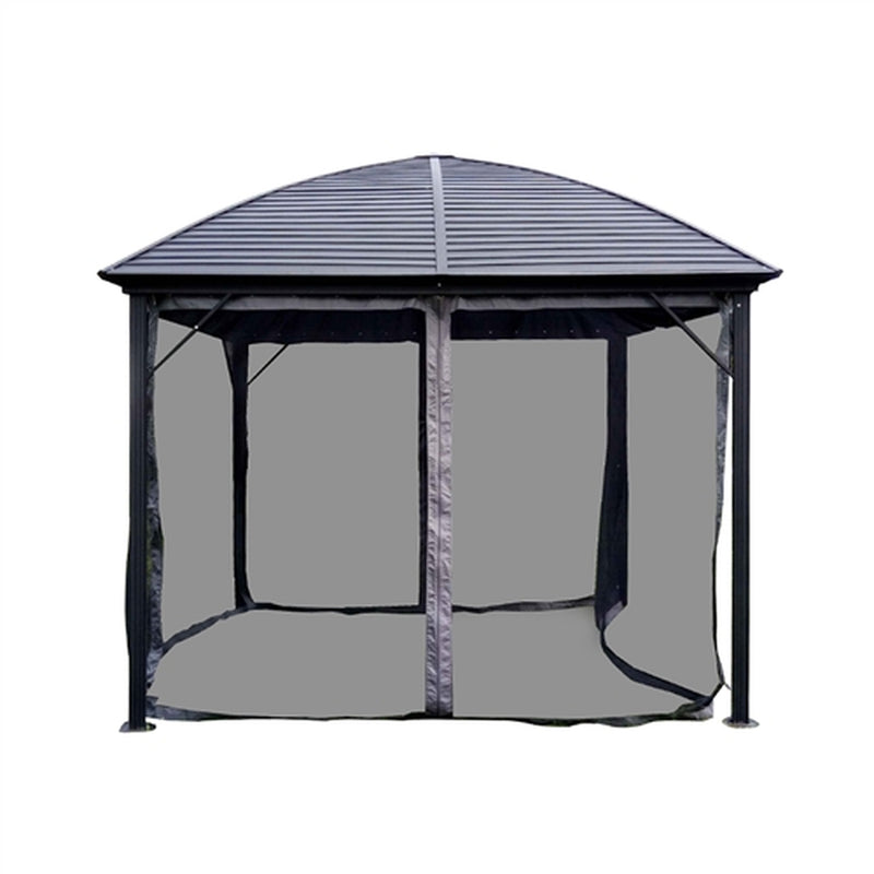 Aluminum and Steel Hardtop Gazebo with Mosquito Net - 10 x 10 Feet - Black