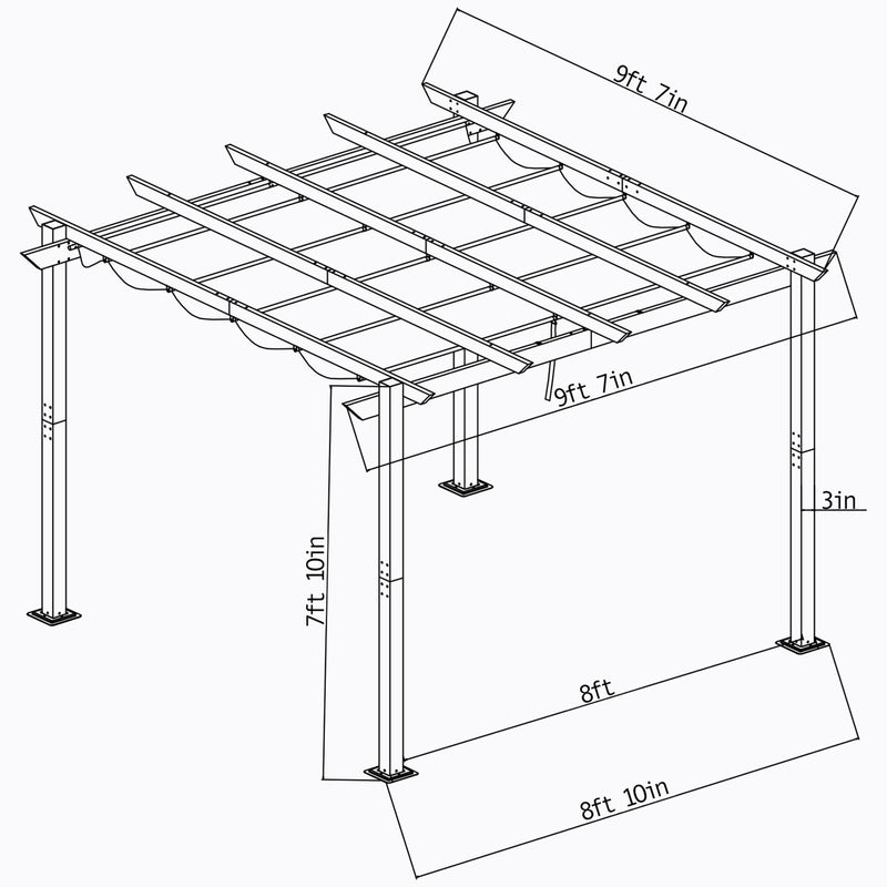 ALEKO Aluminum Outdoor Retractable Canopy Grape Trellis Pergola - 9 x 9 Ft -  Gray
