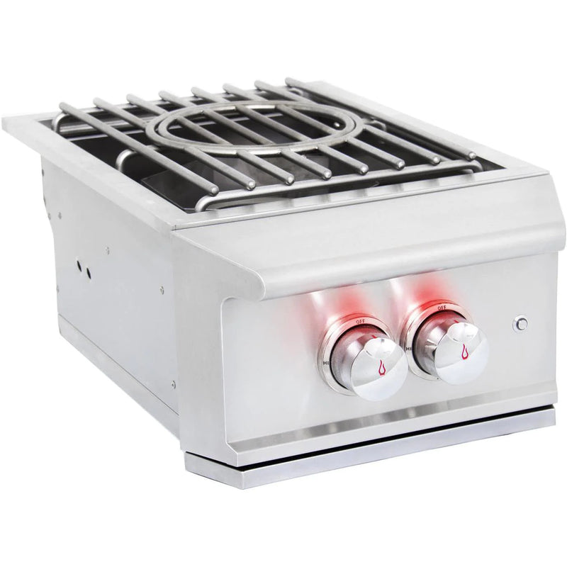 Blaze Professional LUX Built-In Natural Gas High Performance Power Burner W/ Wok Ring & Stainless Steel Lid - BLZ-PROPB-NG