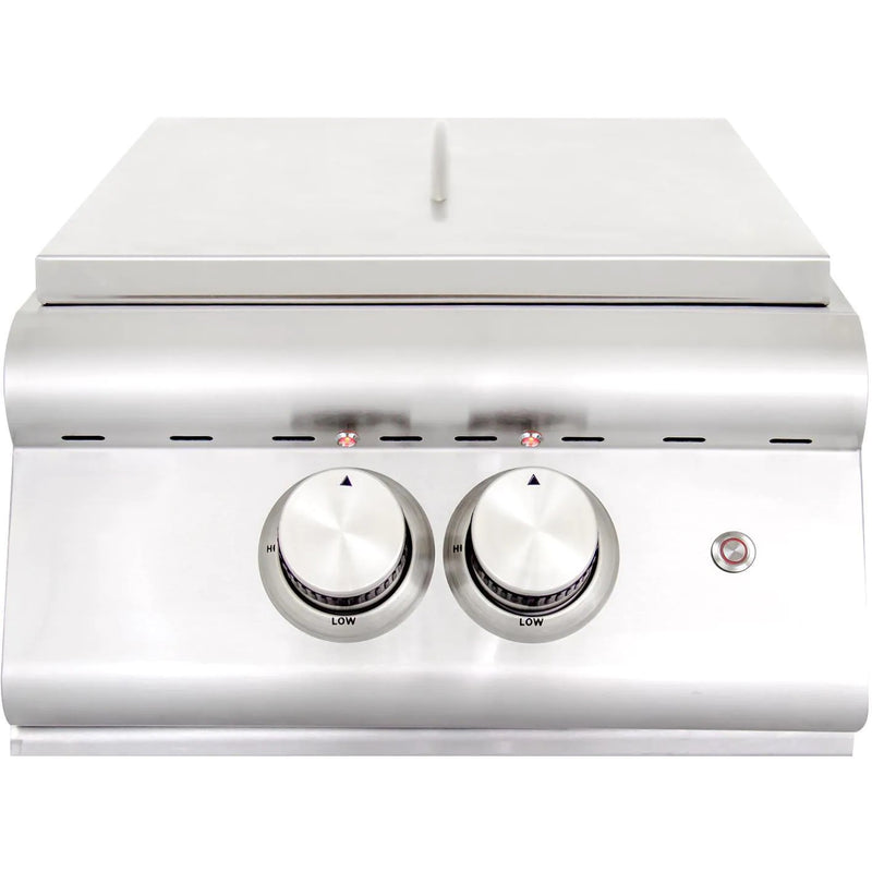 Blaze Premium LTE Built-In Natural Gas High Performance Power Burner W/ Wok Ring & Stainless Steel Lid - BLZ-PBLTE-NG