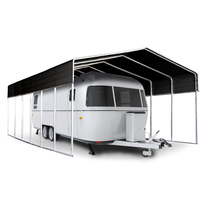 ALEKO Galvanized Steel Carport and Canopy Shelter - 12 x 29 Feet - Black