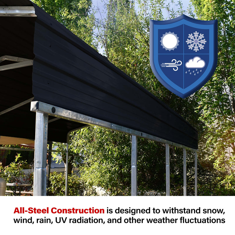 ALEKO Galvanized Steel Carport and Canopy Shelter - 12 x 29 Feet - White