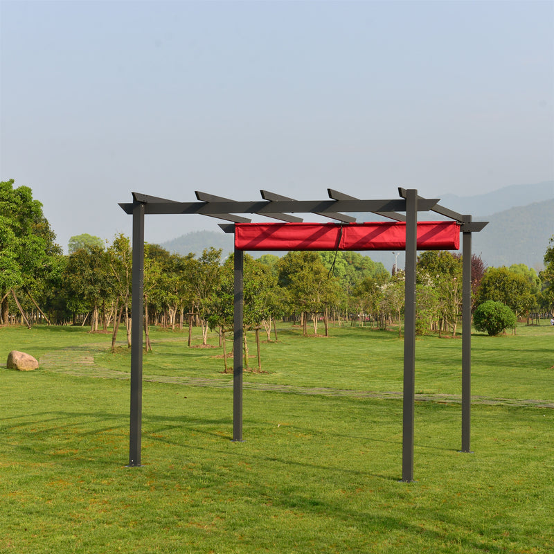 ALEKO Aluminum Outdoor Retractable Canopy Pergola - 13 x 10 Ft - Burgundy Color