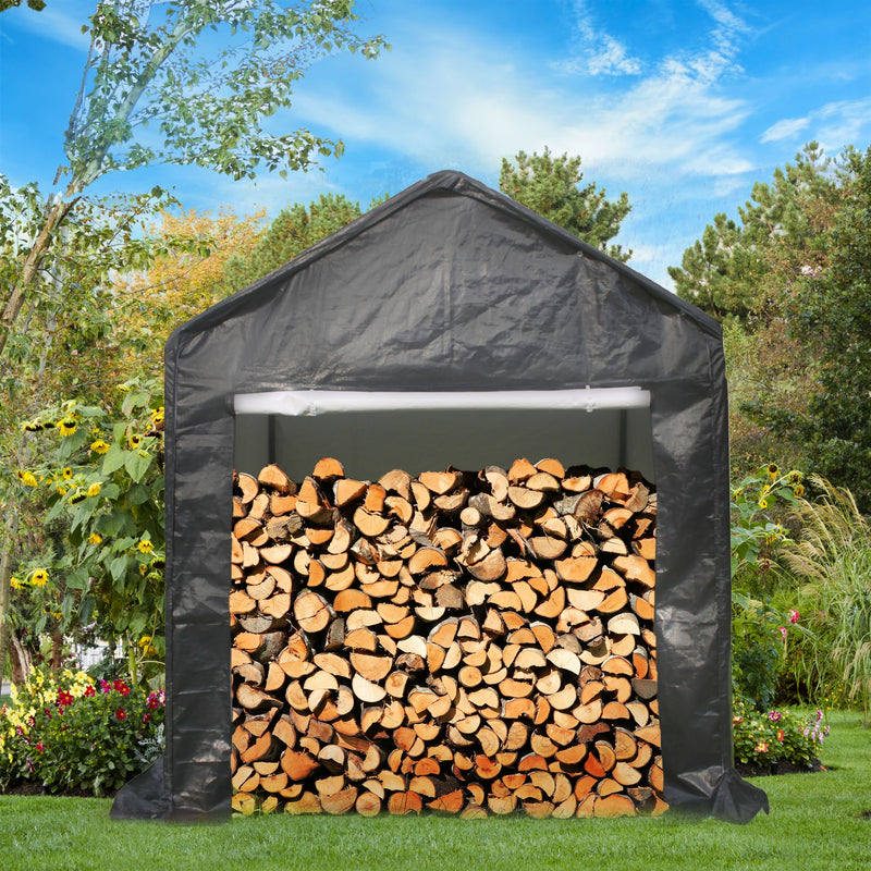ALEKO Heavy Duty Outdoor Canopy Storage Shelter Shed - 12 x 6 x 8 Feet - Gray