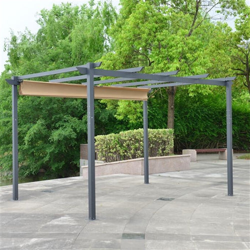 ALEKO Aluminum Outdoor Retractable Canopy Pergola - 13 x 10 Ft - Sand Color