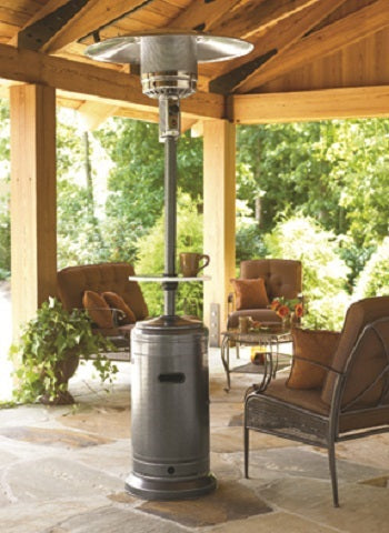 AZ Patio Heaters | 87" Tall Outdoor Patio Heater with Table- Hammered Silver