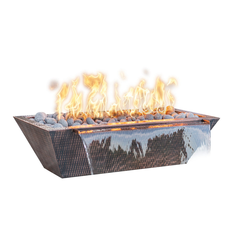 The Outdoor Plus Linear Maya Hammered Copper Fire & Water Bowl 48/60/72 inches