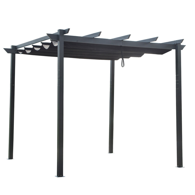 ALEKO Aluminum Outdoor Retractable Canopy Grape Trellis Pergola - 9 x 9 Ft -  Black