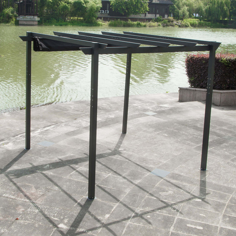 ALEKO Aluminum Outdoor Retractable Canopy Grape Trellis Pergola - 9 x 9 Ft -  Black
