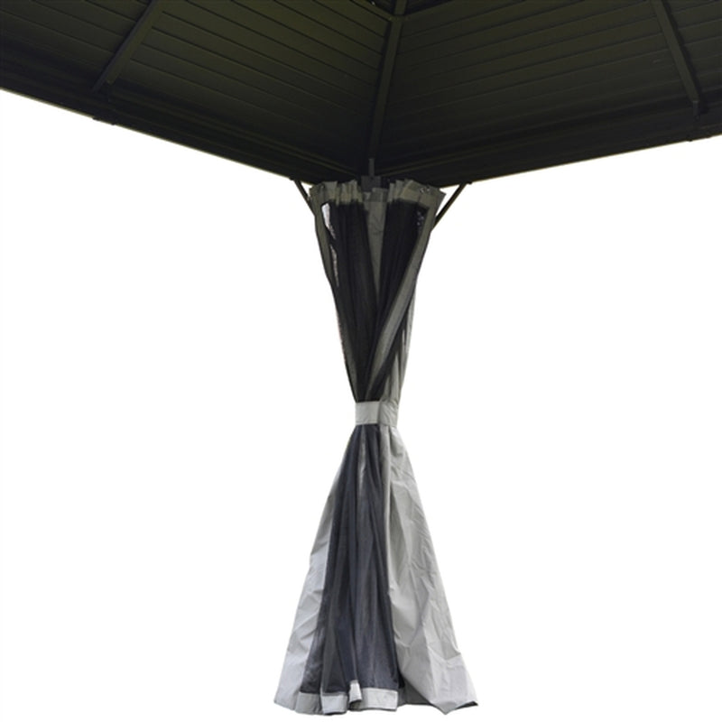 Aluminum and Steel Hardtop Gazebo with Mosquito Net - 10 x 10 Feet - Black