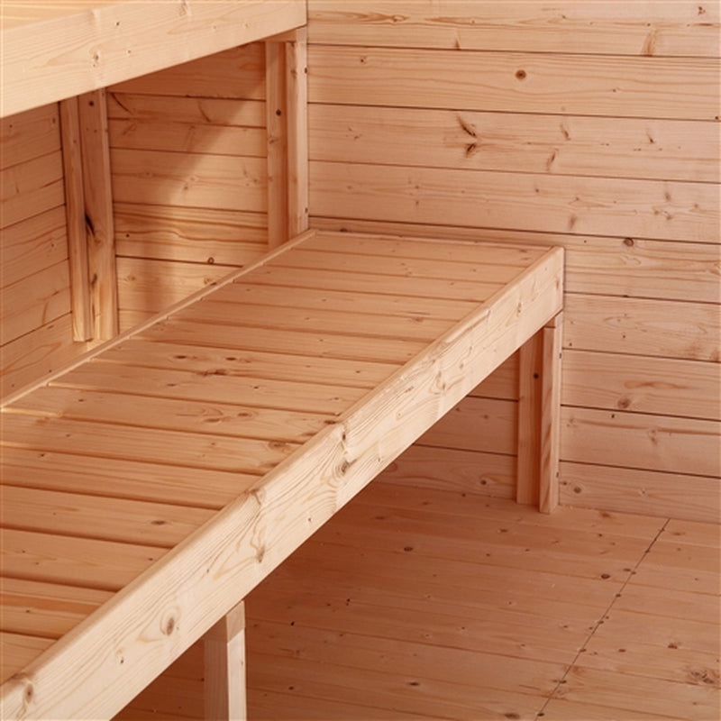 Outdoor White Pine Steam Sauna - Fenced Front Porch - ETL Certified - 4 Person