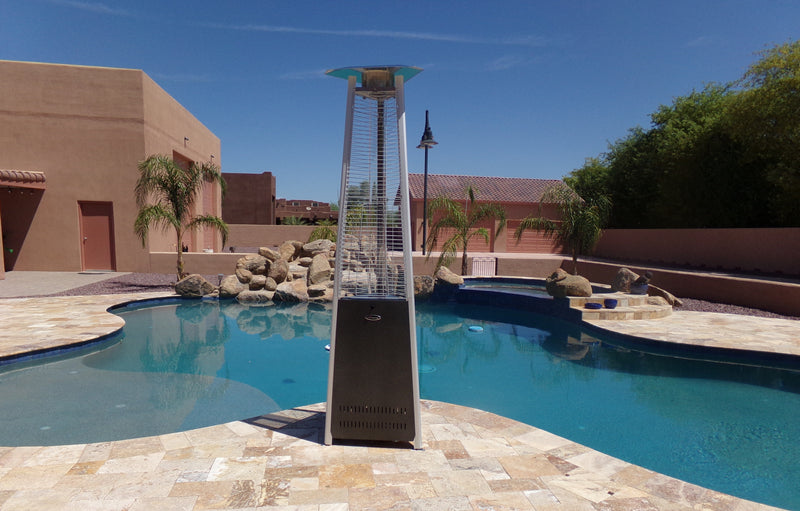 AZ Patio Heaters | Commercial Triangle Glass Tube Heater-Hammered Silver, Tall