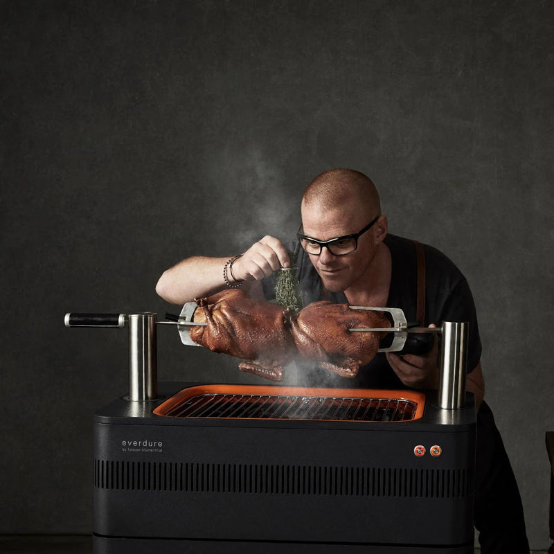 Everdure By Heston Blumenthal FUSION 29-Inch Charcoal Grill With Rotisserie & Electronic Ignition - HBCE1BSUS