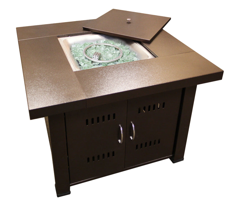 AZ Patio Heaters | Hammered Bronze Square Fire Pit with Lid