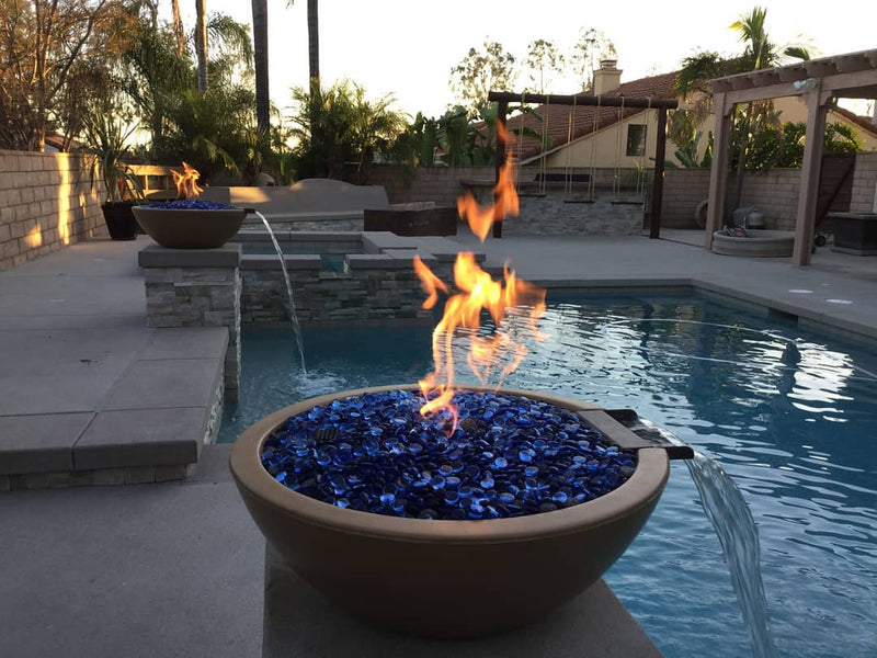The Outdoor Plus Sedona GFRC Fire and Water Bowl 33 inches