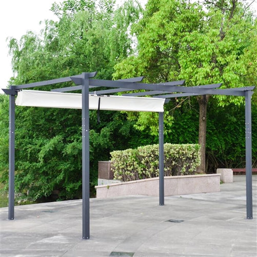 ALEKO Aluminum Outdoor Retractable Canopy Pergola - 13 x 10 Ft - Cream White Color