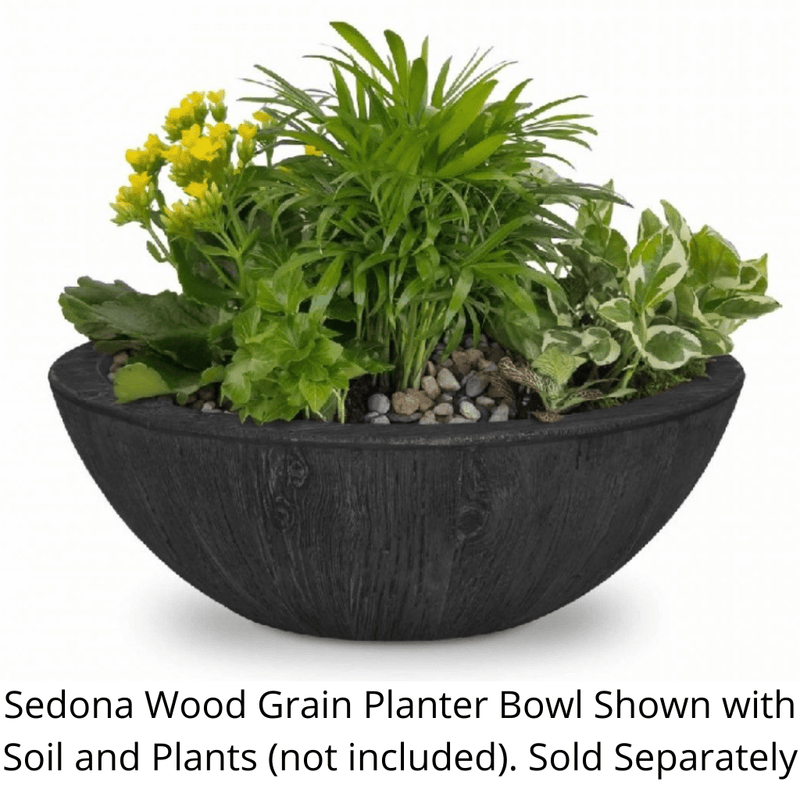 The Outdoor Plus Sedona Wood Grain Planter & Water Bowl 27 inches