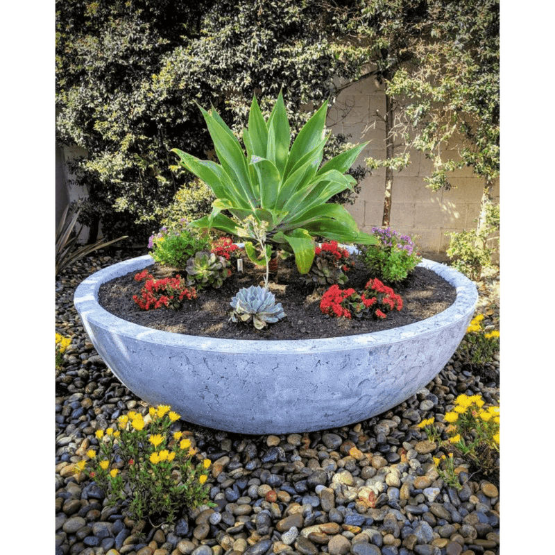 The Outdoor Plus Sedona Wood Grain Planter & Water Bowl 27 inches