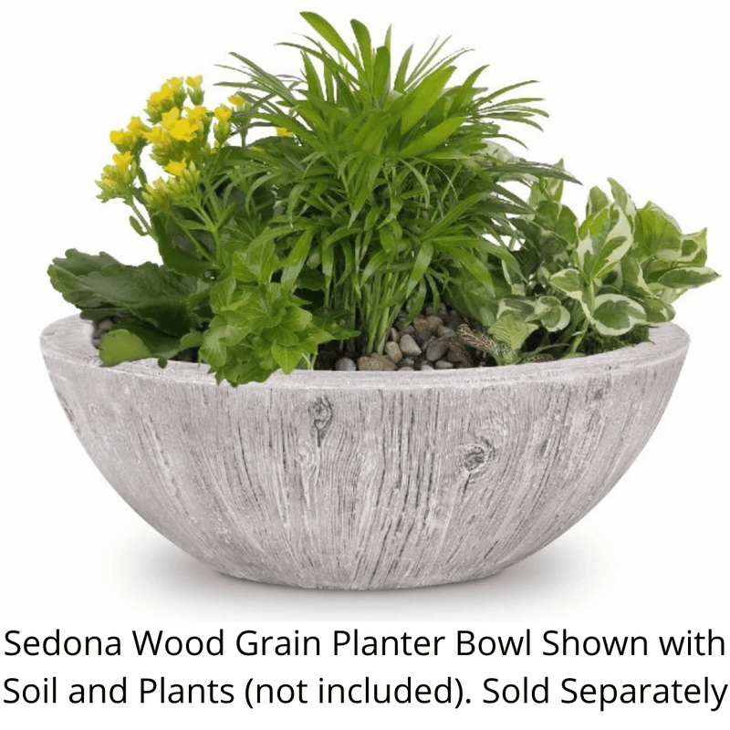 The Outdoor Plus Sedona Wood Grain Planter & Water Bowl 27 inches