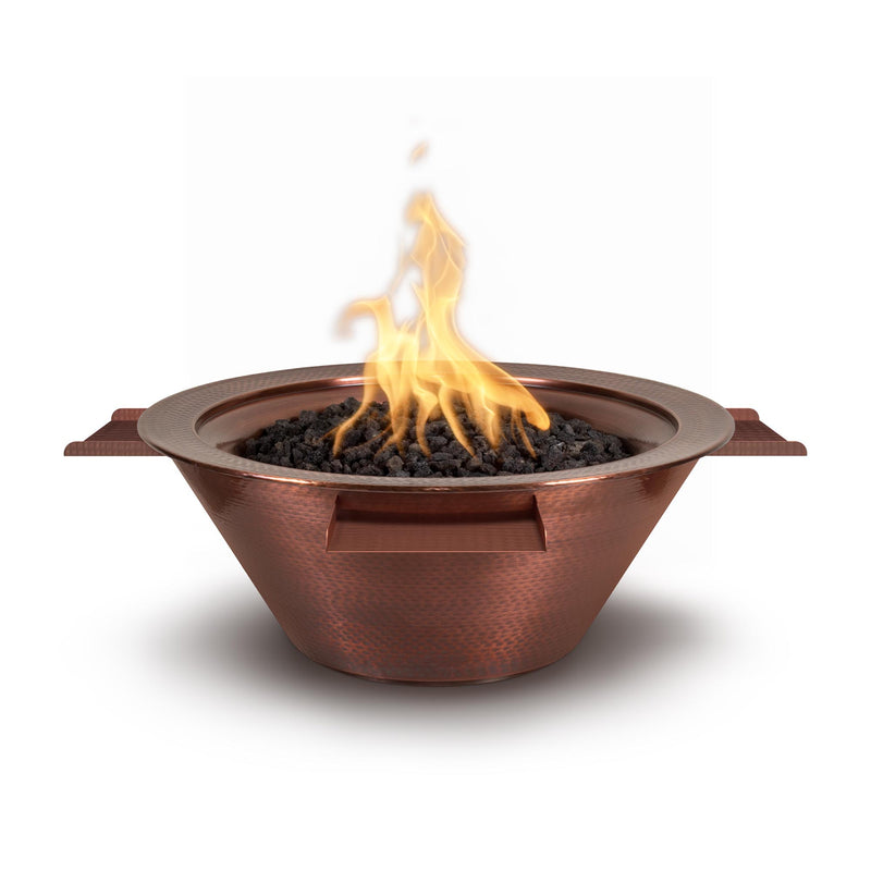 The Outdoor Plus Cazo Hammered Copper 4-Way Spill Fire & Water Bowl 30/36 inches