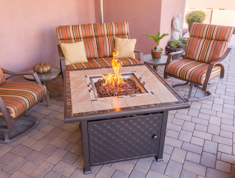 AZ Patio Heaters | Square Tile Fire Pit in Bronze