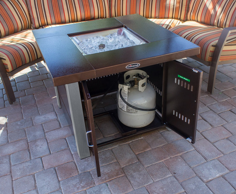 AZ Patio Heaters | Hammered Bronze Square Fire Pit with Stainless Steel Legs and Lid
