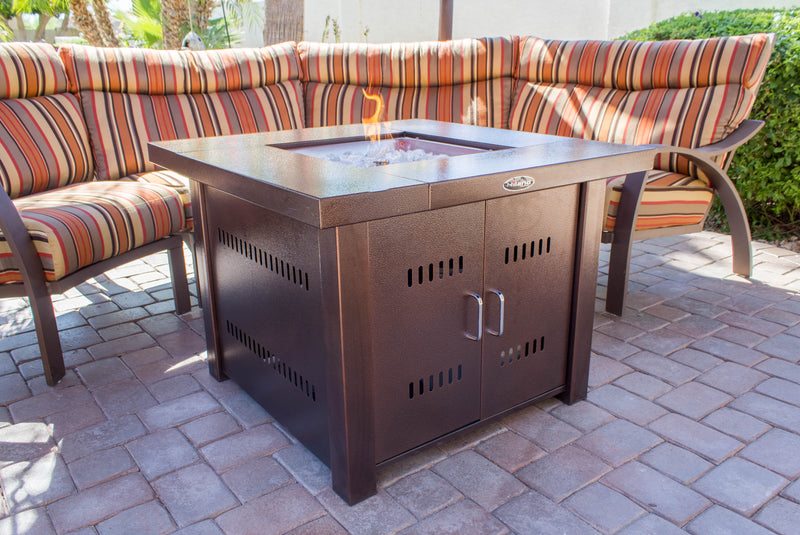 AZ Patio Heaters | Hammered Bronze Square Fire Pit with Lid