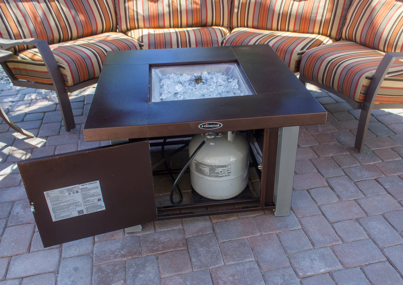 AZ Patio Heaters | Decorative Hammered Bronze Fire Pit with Stainless Steel Legs and Lid