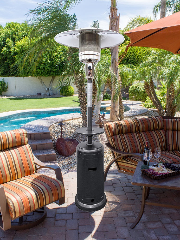 AZ Patio Heaters | Outdoor Patio Heater with Metal Table in Hammered 87" Tall  Silver