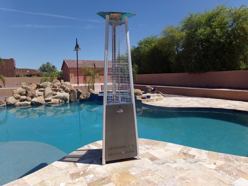 AZ Patio Heaters | Commercial Triangle Glass Tube Heater-Hammered Silver, Tall