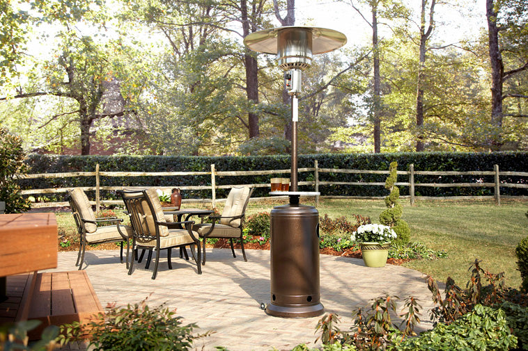 AZ Patio Heaters | 87" Tall Outdoor Patio Heater with Table- Hammered Bronze