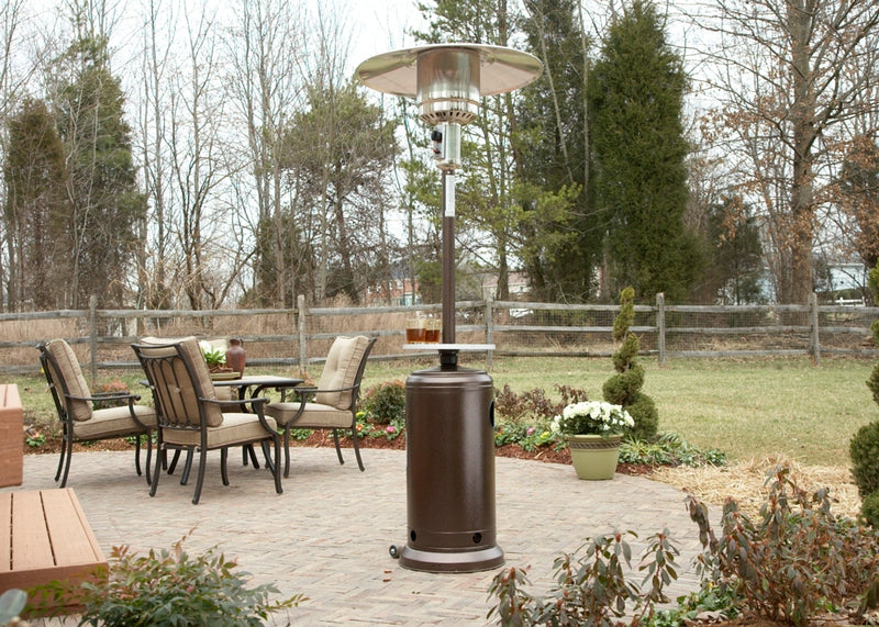 AZ Patio Heaters | 87" Tall Outdoor Patio Heater with Table- Hammered Bronze