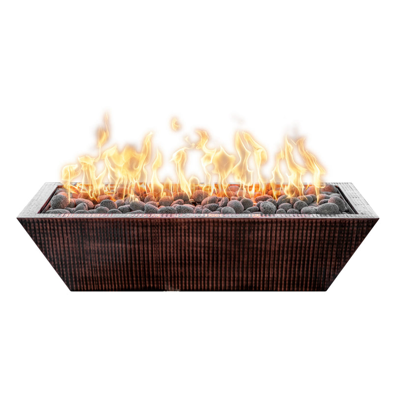 The Outdoor Plus Linear Maya Hammered Copper Fire Bowl 48/60/72 inches
