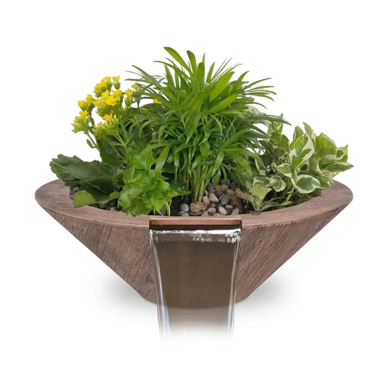 The Outdoor Plus Cazo Wood Grain Planter & Water Bowl 24/32 inches