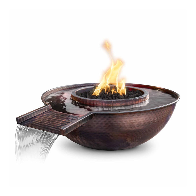 The Outdoor Plus Sedona Hammered Copper Fire and Water Gravity Spill Bowl 27 inches