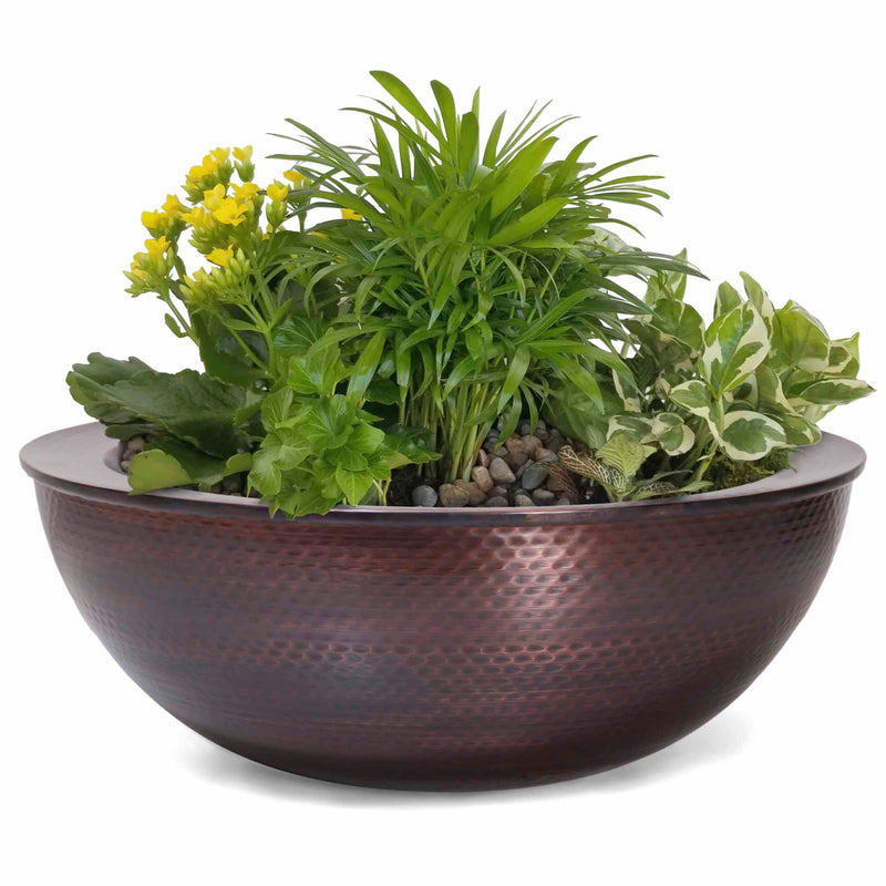 The Outdoor Plus Sedona Hammered Copper Planter Bowl 27 inches