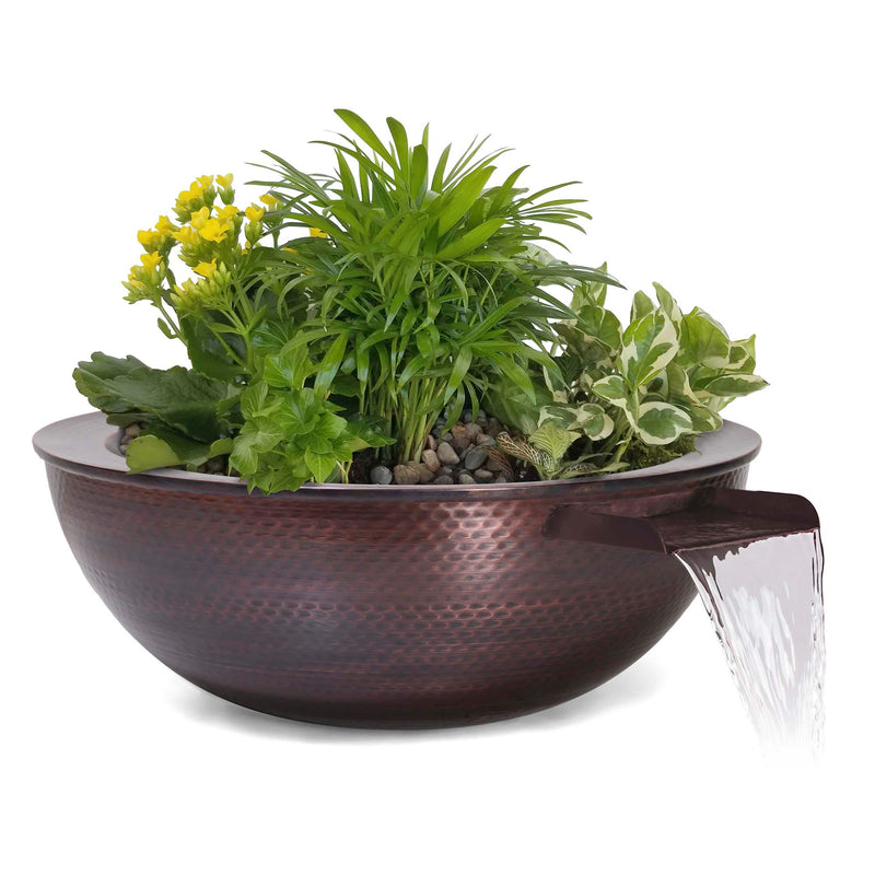 The Outdoor Plus Sedona Hammered Copper Planter & Water Bowl 27 inches