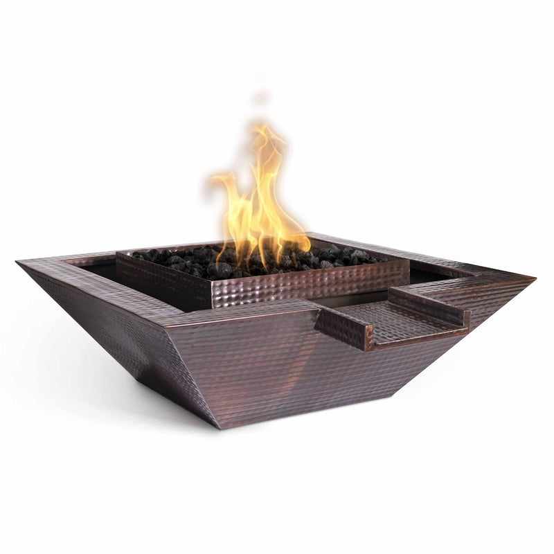 The Outdoor Plus Maya Hammered Copper Fire & Water Bowl - Gravity Spill 30/36 inches