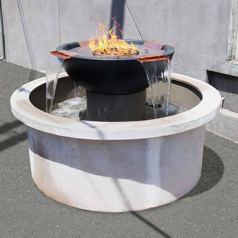 The Outdoor Plus Sedona GFRC Fire and Water Bowl 4 Way Spill  60 inches