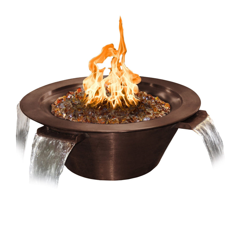 The Outdoor Plus Cazo Hammered Copper 4-Way Spill Fire & Water Bowl 30/36 inches